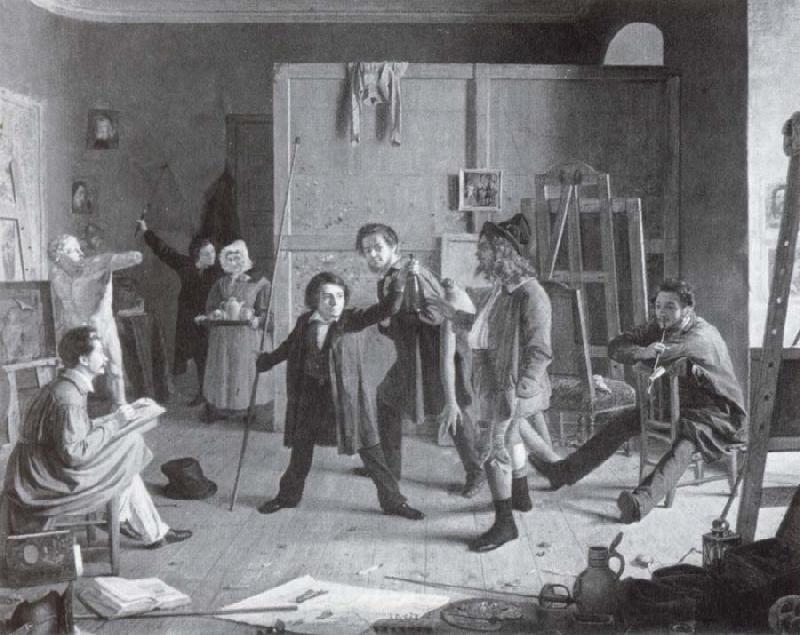 Johann Peter Hasenclever Atelierszene oil painting image